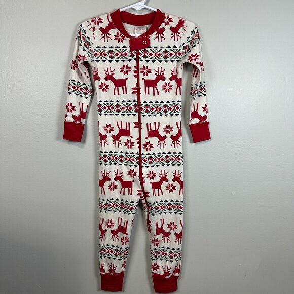 Hanna Andersson 90cm 3T Sleeper Reindeer Christmas Holiday Long Sleeve Boys Girl - Picture 1 of 3